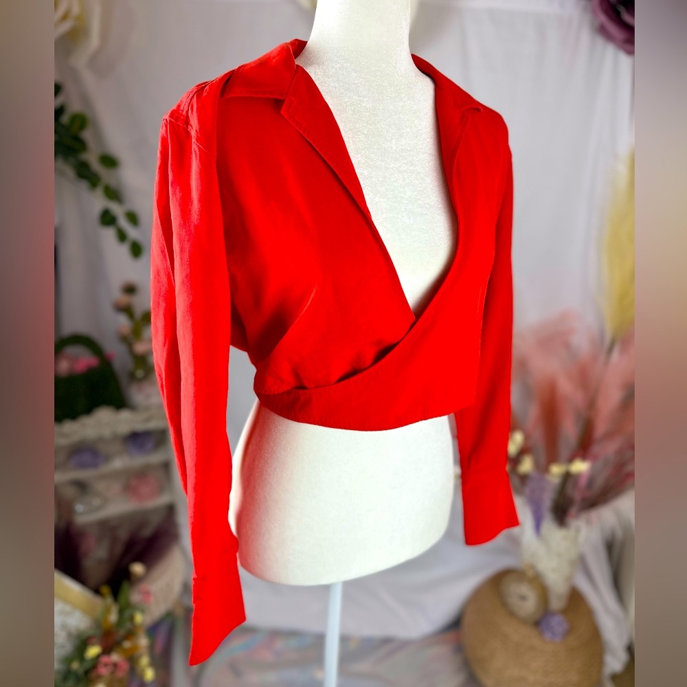 & Other Stories - Red Wrap Top. NWOT.  SIZE XS